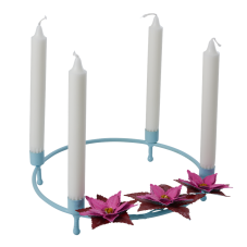 Mint & Poinsettia Metal Advent Candle Holder By Rice DK